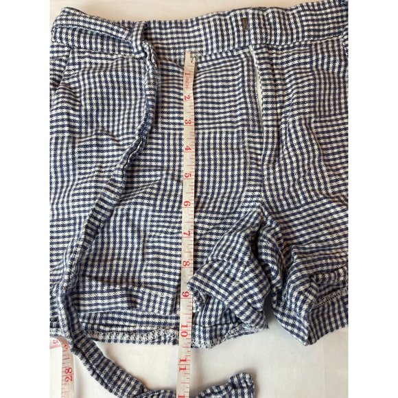 Banana Republic Womens Gingham Shorts Mid Rise Tie Waist LIN Cotton Blue White 4 - Picture 4 of 8